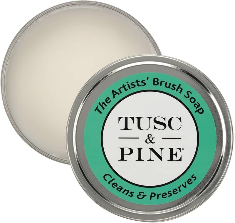 Tusc & Pine The Artists' Brush Soap - 12oz Plant-Based Brush Cleaner, Oil, Acrylic, Watercolor Paint - Nourishes Bristles; Made in North Carolina; Alkali Soap, Gentle Pine Fragrance - Image 1